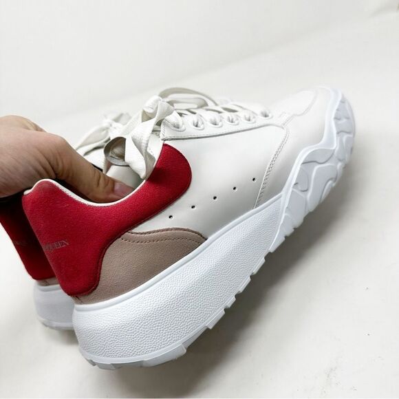 Alexander Mcqueen Court Leather Red Suede Sneakers 39.5 - Picture 9 of 14